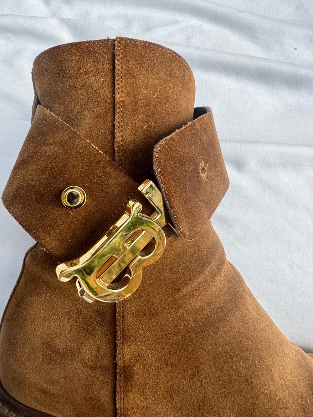 Burberry Westella Brown Suede TB Monogram Ankle Boots EU 40 - Picture 8 of 15